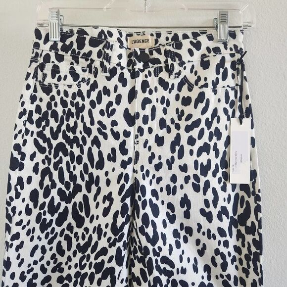 L'AGENCE Margot Skinny Black and White Leopard Print Jeans Size 25 - Picture 2 of 7